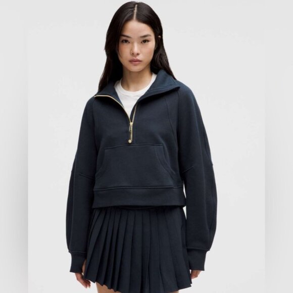 NWT Lululemon Scuba Oversized Funnel-Neck Half Zip Gold Zipper True Navy XS/S - Picture 2 of 15